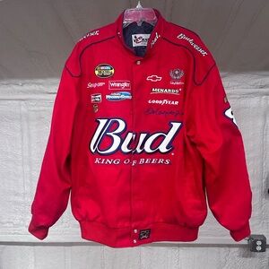 NASCAR Chase Authentic Bud King Of Beers Racing Jacket Size XL Dale Earnhardt Jr